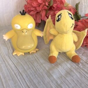 Vintage 90s POKEMON speaking plastic PSYDUCK  & NEOPETS stuffed SHOYRU lot of 2